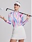 abordables Zip Up Pullover-Polo Golf Mujer Azul Manga Larga Protección Solar Moda Otoño Invierno Ropa Damas