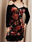 abordables Designer Dresses-Vestido de terciopelo para mujer   Estampado floral  manga larga  cuello en V   Otoño Invierno 2023 S M L XL XXL