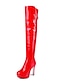 abordables Boots-Femme Bottes Bottes de strip-teaseuse Bottes sexy Bottes à talons Soirée Couleur unie Cuissardes Hiver Boucle Plateau Talon Aiguille Bout rond Mode Sexy Faux Cuir Cuir Verni Fermeture Noir Rouge