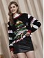 billige Designer Sweaters &amp; Cardigans-Dame Julegensere Crew-hals Riflet Strikke Polyester Trykt mønster Strikket Høst Vinter Normal utendørs Hjem Jul Ferie Mote Fritid Langermet Juletre Stripet Snøfnugg Svart S M L