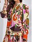 cheap Designer Tops-Women&#039;s Color Block Flower Print  V Neck Blouse