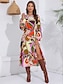 cheap Designer Dresses-Casual Floral Print Slit Dress