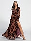 cheap Print Dresses-Velvet Lace Up Floral Maxi Dress