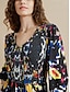 cheap Designer Dresses-Women&#039;s Floral Print V-neck Midi Dress