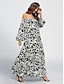 abordables Designer Dresses-Vestido verano mujer casual  estampado abstracto  hombros descubiertos  manga 3 4  talla S 2XL  color negro
