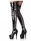 abordables Boots-Femme Bottes Grandes Tailles Bottes de strip-teaseuse Chaussures de déguisement Soirée Couleur Pleine Cuissardes Bottes hautes entrejambe Hiver Lacet Plateau Talon Aiguille Bout rond Punk Mode Sexy