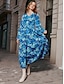 billige Sale-floral print v-hals maxi kjole