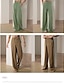 cheap Linen Bottoms-40% Linen Front Pocket Solid Color Pants