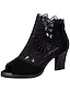 cheap Boots-Women&#039;s Boots Sandals Boots Summer Boots Party Daily Floral Booties Ankle Boots Summer Lace Chunky Heel Open Toe Elegant Vintage Business PU Zipper Black Burgundy