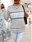 billige Sweaters &amp; Cardigans-genser for kvinner genser turtleneck ribbestrikk akryl strikket høst vinter jul daglig juleferie vintage stil langermet snøfnugg rosa blå aprikos s m l