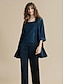 cheap Designer Sets-Satin Lace 3/4 Length Sleeve Pants Sets