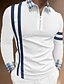 billige Polos-Herre POLO T-skjorte Golf skjorte Opprett krage Pledd / Tern Hvit Blå utendørs Arbeid Lapper Flettet Langermet Klær Sport Mote Forretning Retro Rød