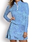 abordables Zip Up Pullover-Femme T-shirt POLO Bleu Denim Rose Bleu manche longue Protection Solaire Top Floral Automne Hiver Vêtements de golf pour femmes, tenues, vêtements