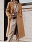 baratos Trench Coats e Casacos Femininos-Mulheres Casaco Rua Diário Para Noite Outono Inverno Longo Casaco Normal Manter Quente Respirável Roupa de rua Casual Casaco Manga Longa Côr Sólida Bolsos Branco Cáqui