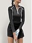 abordables Zip Up Pullover-Camisa de golf polo de manga larga para mujer  protección solar  color negro  ropa de golf elegante