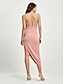 economico Sale-Women&#039;s Pink Sleeveless Backless Halter Neck Party Dress