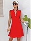 abordables vestidos con cremallera-Vestido Golf Mujer Rojo Azul Oscuro Sin Mangas Protección Solar Atuendo Tenis Ropa Deportiva