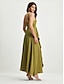cheap Designer Dresses-Elegant Pleated High-slit Maxi Dress