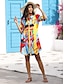 abordables Designer Dresses-Vestido Casual de Vacaciones de Arte de Pintura al Óleo Bodegón para Mujer Amarillo S M L