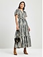 cheap Designer Dresses-Women&#039;s Chic Short Sleeve Striped Maxi Skirt