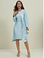 cheap Casual Dresses-Women&#039;s Lace Dress Dress Set Midi Dress Purple Pink Yellow Light Blue Gray Long Sleeve Pure Color Lace Hollow Out Spring Fall Crew Neck Elegant Party Spring Dress