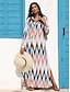 cheap Designer Dresses-Women&#039;s Ripple Geometric Printed Satin Maxi Dress