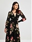 cheap Designer Dresses-Women&#039;s Floral Print Cinched Waist Maxi Dress