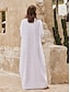 abordables Vestidos Maxi-Vestido maxi holgado de manga larga de algodón y lino transpirable para mujer