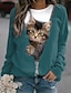 cheap Hoodies &amp; Sweatshirts-Black Cat Round Neck Women&#039;s Plus Size Sweatshirt