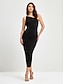 abordables Designer Dresses-Elegant Women&#039;s Black Maxi Dress