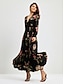 cheap Designer Dresses-Women&#039;s Floral Print Cinched Waist Maxi Dress
