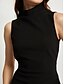 cheap Designer Dresses-Women&#039;s Black Turtleneck Sleeveless Midi Dress
