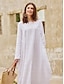 cheap Maxi Dresses-Cotton Linen Pocket Long Sleeve Loose Maxi Dress