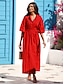 cheap Designer Dresses-Solid Cotton And Linen Loose Fitting Dress