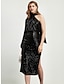 cheap Designer Dresses-Women&#039;s One-shoulder Sequin Sparkly Midi Dress