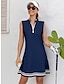 cheap Zip Up Dresses-Women&#039;s Solid Color Zipper Sleeveless Golf Dress