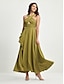 cheap Designer Dresses-Elegant Pleated High-slit Maxi Dress