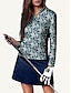 cheap Zip Up Pullover-Women&#039;s Paisley Print Long Sleeve Polo Shirt
