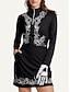 abordables Zip Up Pullover-Camisa polo de golf negra de manga larga con protección solar y estampado floral   Ropa de golf para mujeres
