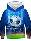 billige Hættetrøjer og sweatshirts til drenge-Drenge 3D Fodbold Hattetrøje Langærmet 3D-udskrivning Aktiv Sport Gade Polyester Børn 3-12 år Daglig