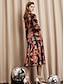 abordables Designer Dresses-Moda Otoño Invierno  Vestido estampado floreado de terciopelo para mujer