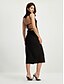 cheap Designer Dresses-Women&#039;s Black Turtleneck Sleeveless Midi Dress