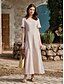 cheap Maxi Dresses-Cotton Linen Plain Pocket Short Sleeve Maxi Dress