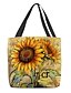 baratos Handbags &amp; Totes-Canvas Tote Bag Print Large Capacity Sunflower Yellow