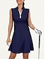 cheap Zip Up Dresses-Solid Color Zipper Sleeveless Golf Dress