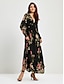 abordables Designer Dresses-Women&#039;s Floral Print Chiffon A Line Long Dress