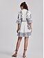 cheap Designer Dresses-Women&#039;s Belted Ruffled Printed Mini Dress