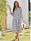 cheap Designer Dresses-Women&#039;s Satin Geometric Print Shirt Maxi Dress