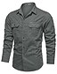 billige Skjorter til herrer-Herre Skjorte Cargo skjorte Krage Kneppet krage Ensfarget Svart Militærgrønn Kakifarget Beige Langermet Daglig Topper Grunnleggende