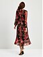 cheap Designer Dresses-Floral Print Adjustable Waist Maxi Dress